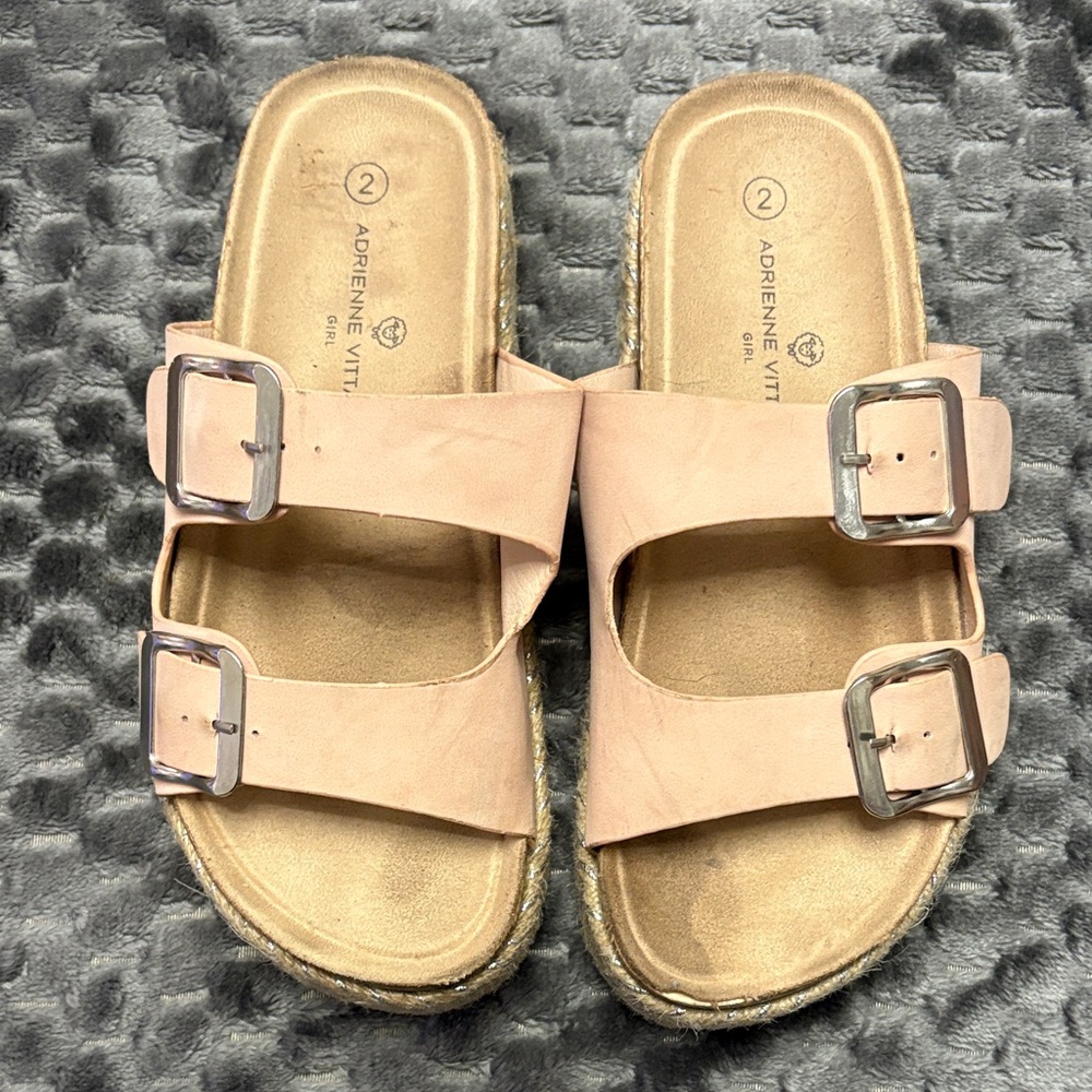 Adrienne Vittadini Kids Light Pink Buckle Sandals